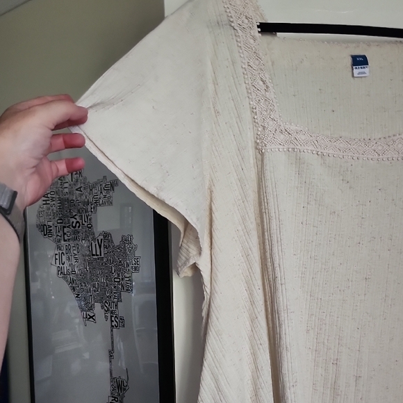 Old Navy Cream Square Neck Blouse with Lace Trim - Picture 5 of 9